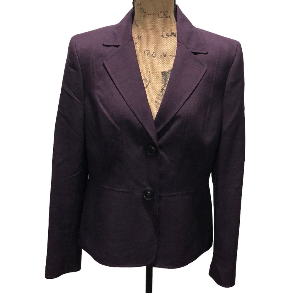 {Black Label by Evan Picone} Plum Button Front Blazer